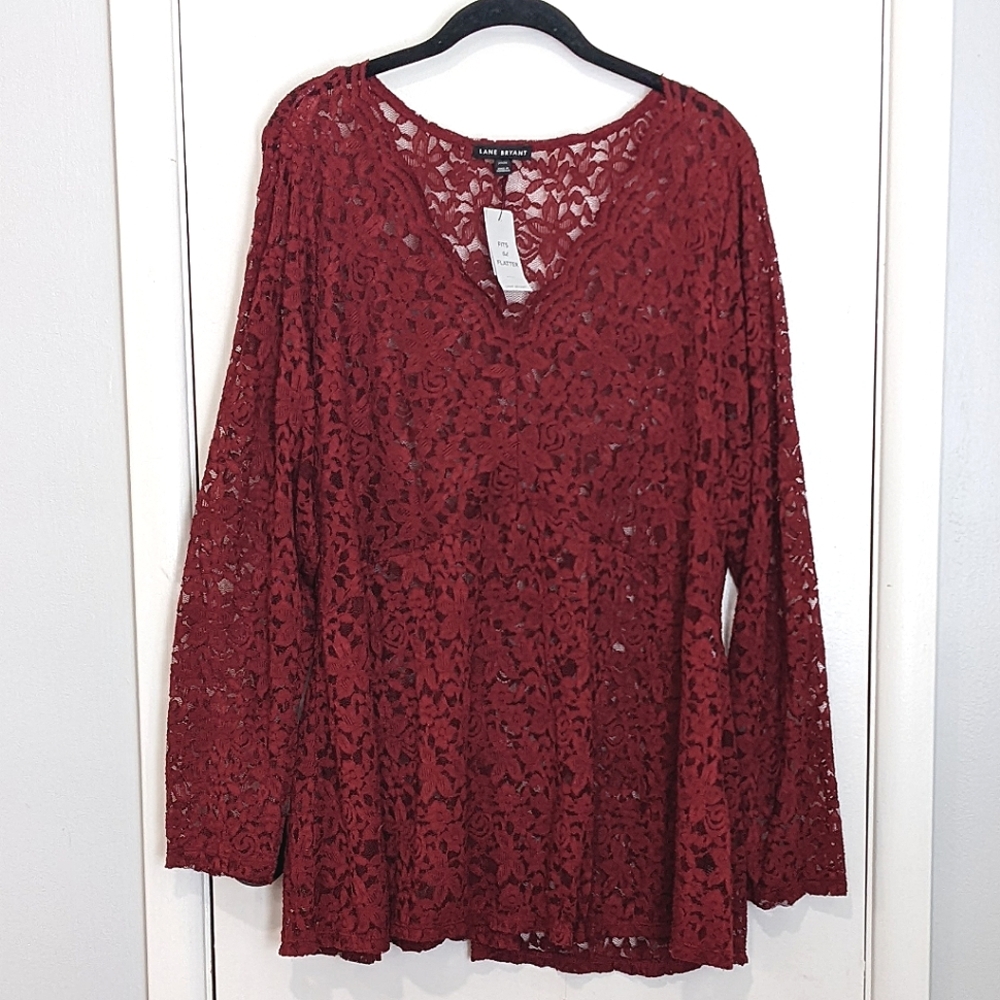 Lane Bryant Burgundy Lace Top